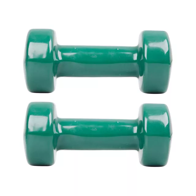 Hantle fitness winylowe inSPORTline Smoothbell 2 x 3 kg ∙ zestaw 2 szt. ∙ kształt sześciokątny ∙ uchwyt 10 cm ∙ winyl ciemnozielony