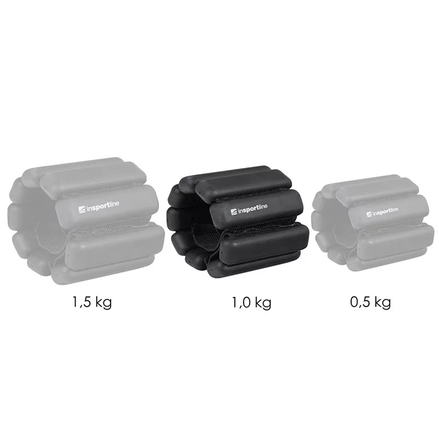 Obciążniki na ręce i nogi inSPORTline Brace 2×1 kg ∙ rzep ∙ silikonowa powłoka ∙ stalowe wypełnienie - Beżowy