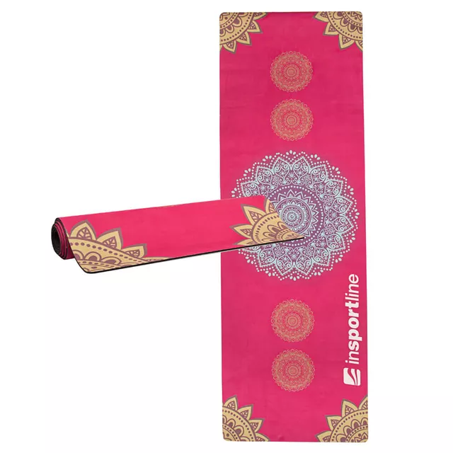 Mata do jogi Sunshine inSPORTline – zamszowa 183 × 61 cm ∙ 4 mm ∙ antypoślizgowa - Beżowy - Czerwony