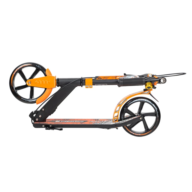 Hulajnoga składana inSPORTline Fricola · aluminiowa · koła 200 mm · waga 4,3 kg · nośność 100 kg · wys. 77-91 cm · hamulec ręczny/nożny - Czarno-turkusowy