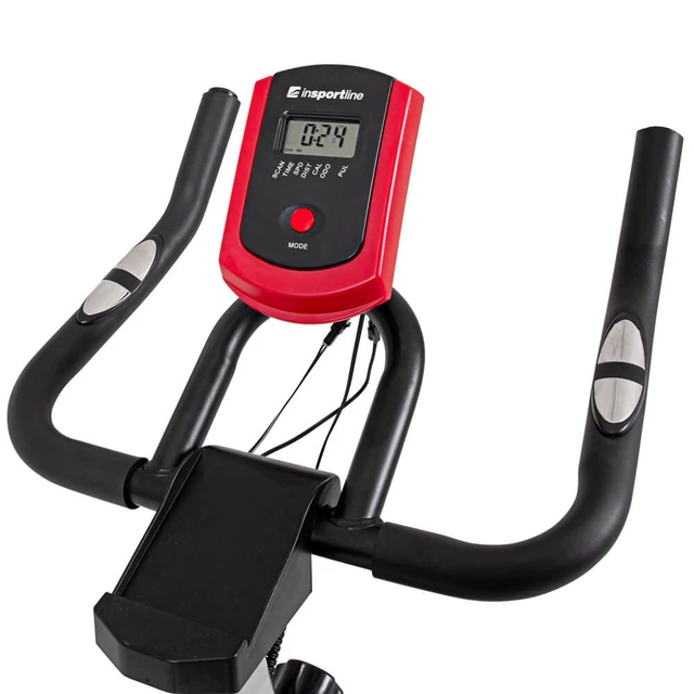 Rower treningowy spinningowy inSPORTline Alfan ∙ czarny ∙ opór manualny ∙ czujniki tętna ∙ uchwyt na tablet ∙ wyświetlacz LCD