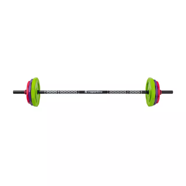 Zestaw sztanga + obciążniki inSPORTline Pumpino ∙ 4-19 kg ∙ gumowane obciążniki ∙ stalowy gryf 140 cm