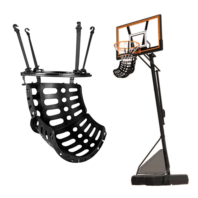 Rebounder / podajnik piłek na obręcz inSPORTline Returno ∙ regulowany kąt ∙ średnica 32 cm ∙ obrót 360° - Czarny - Czarny