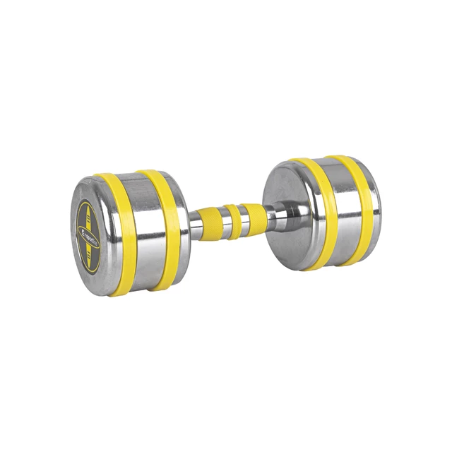 Hantle jednoręczne chromowane inSPORTline Yellsteel 5-14 kg ∙ z metalu chromowanego ∙ ochrona TPR ∙ antypoślizgowy chwyt