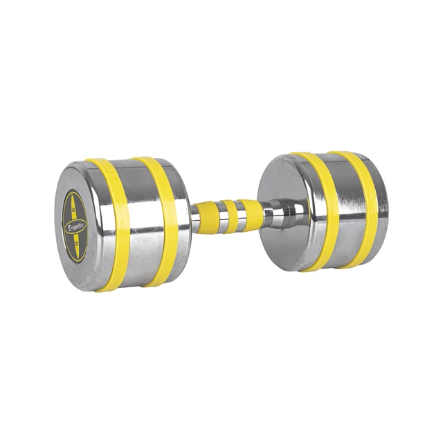 Hantle jednoręczne chromowane inSPORTline Yellsteel 5-14 kg ∙ z metalu chromowanego ∙ ochrona TPR ∙ antypoślizgowy chwyt