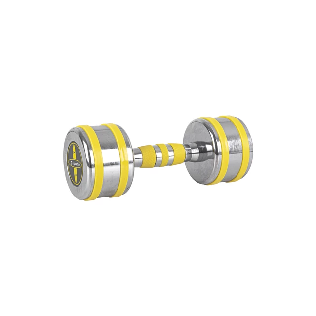 Hantle jednoręczne chromowane inSPORTline Yellsteel 5-14 kg ∙ z metalu chromowanego ∙ ochrona TPR ∙ antypoślizgowy chwyt
