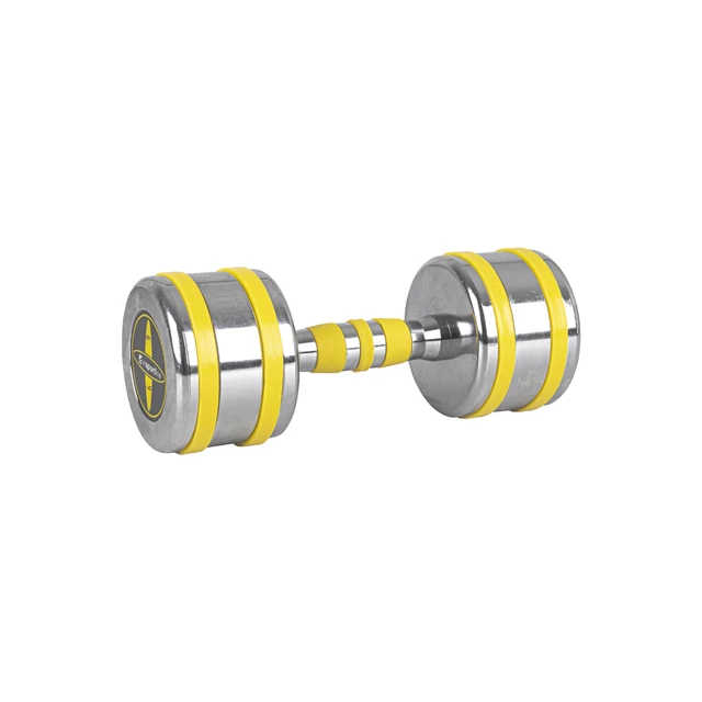 Hantle jednoręczne chromowane inSPORTline Yellsteel 5-14 kg ∙ z metalu chromowanego ∙ ochrona TPR ∙ antypoślizgowy chwyt
