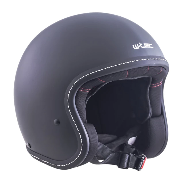 Kask motocyklowy na chopper W-TEC Badachos i gogle Steamrust - Czarny matowy