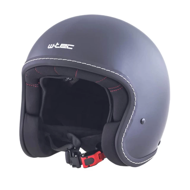Kask motocyklowy na chopper W-TEC Badachos i gogle Steamrust - Czarny matowy