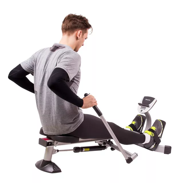 Wioślarz treningowy inSPORTline Power Master X ∙ hydrauliczny system oporu ∙ 12 poziomów oporu ∙ płynny ruch ∙ uchwyt na tablet ∙ LCD - Czarny