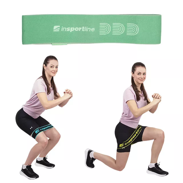 Opaska treningowa inSPORTline Hiplop S ∙ 13 kg oporu ∙ 60 × 6 cm ∙ antypoślizgowa - Zielony