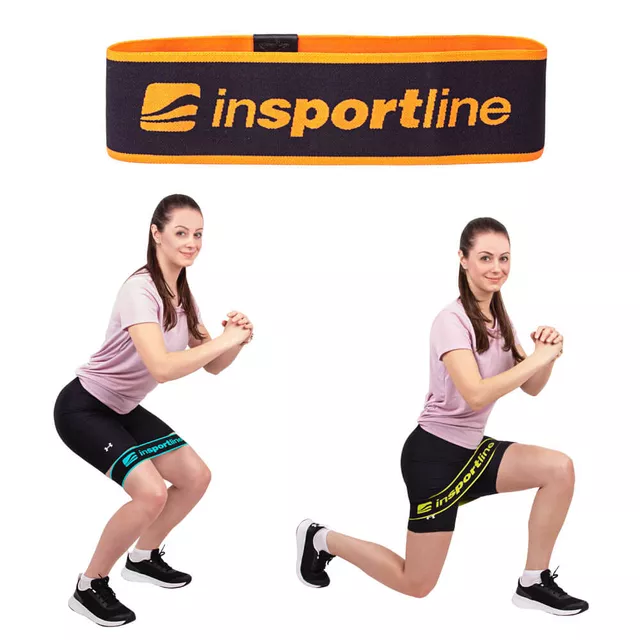 Taśma oporowa / opaska ∙ inSPORTline Hiplop L ∙ 22 kg oporu ∙ 8 cm szeroka ∙ antypoślizgowa - Pomarańczowy