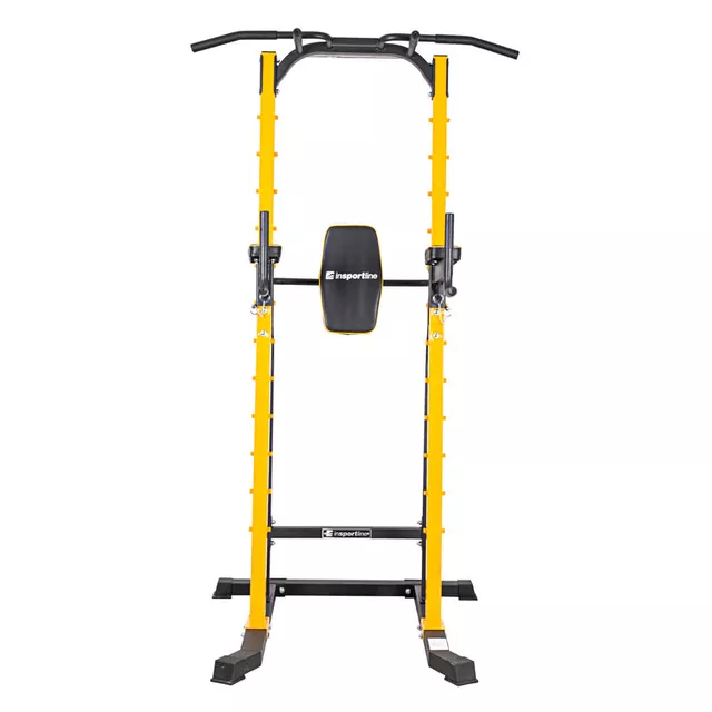 Stacja wielofunkcyjna inSPORTline Power Tower PT250 ∙ drążek + dipy + stojak ∙ udźwig 150 kg ∙ drążek z wieloma uchwytami - Czarno-żółty