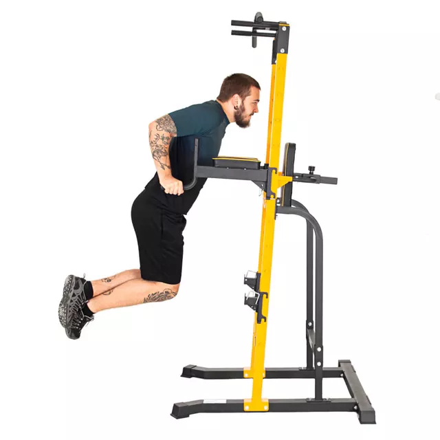 Stacja wielofunkcyjna inSPORTline Power Tower PT250 ∙ drążek + dipy + stojak ∙ udźwig 150 kg ∙ drążek z wieloma uchwytami - Czarno-żółty