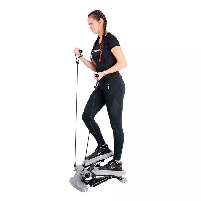 Duży stepper z linkami inSPORTline Active ∙ obciążenie hydrauliczne ∙ ekran LCD z krokomierzem ∙ cicha praca ∙ antypoślizgowe stopnie