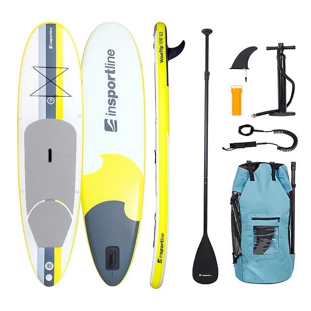 Paddleboard deska SUP z akcesoriami 320 cm inSPORTline WaveTrip 10'6" G3 - Niebieski - Żółty