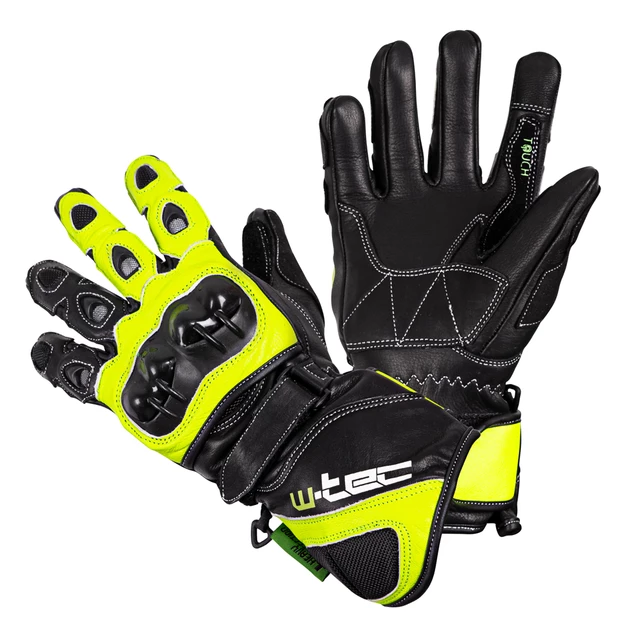Rękawice motocyklowe W-TEC Supreme EVO - Czarny - Czarno-zielony
