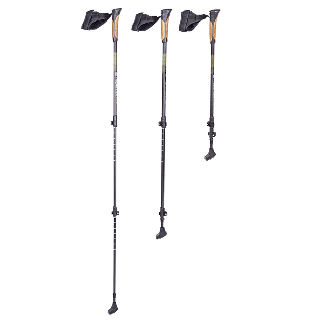 Kijki Nordic Walking inSPORTline Slogen ∙ teleskopowe 3-częściowe ∙ aluminium ∙ uchwyty korkowe ∙ 540 g para ∙ gumowe stopki ∙ paski z rzepem