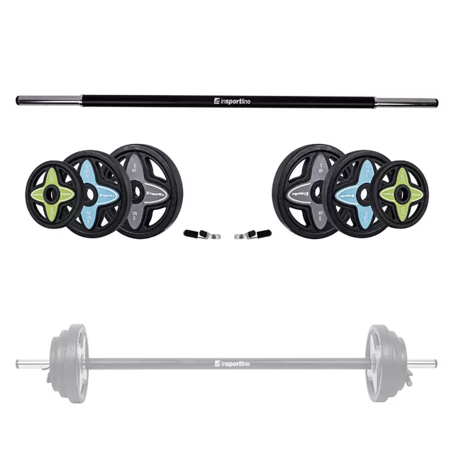 Sztanga fitness inSPORTline Pumpstar 2-20 kg ∙ Winylowe talerze ∙ Gryf 130 cm - OUTLET