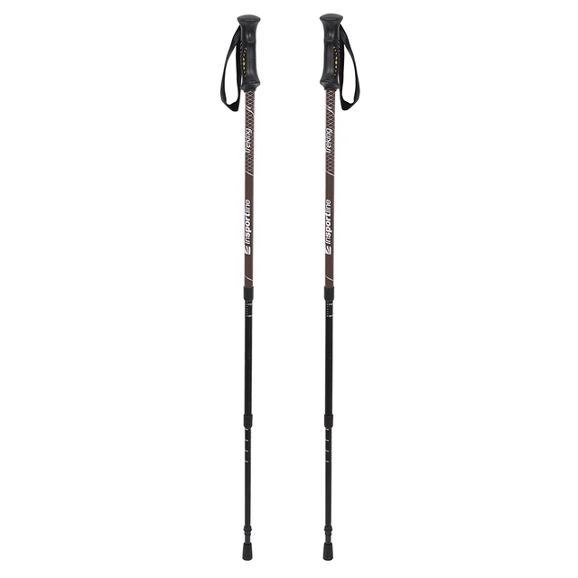Kijki trekkingowe inSPORTline Treking ∙ teleskopowe ∙ antypoślizgowy uchwyt ∙ regulacja 67–135 cm - Ciemny brązowy
