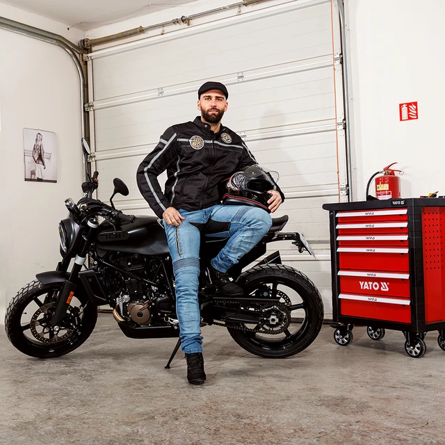 Męskie dżinsy motocyklowe W-TEC Grandus EVO - Niebieski