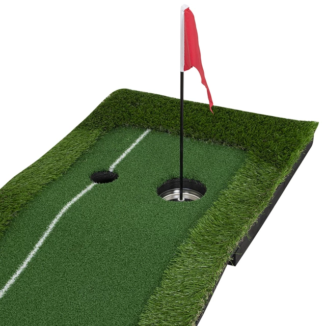 Mata treningowa golfowa inSPORTline Depique ∙ ćwiczenia celności ∙ 2 uniesione dołki ∙ sztuczna trawa 10 mm ∙ stabilna ∙ przenośna