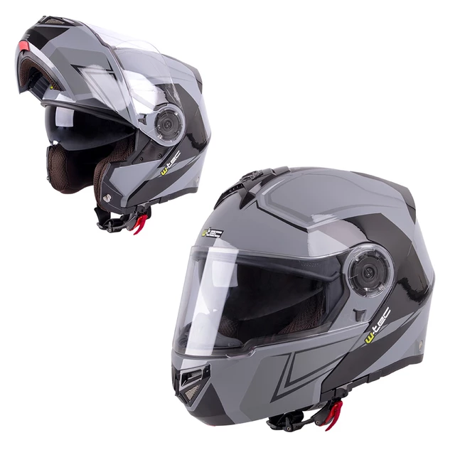 Kask motocyklowy szczękowy W-TEC Vexamo z blendą - Biały - Czarno-szary