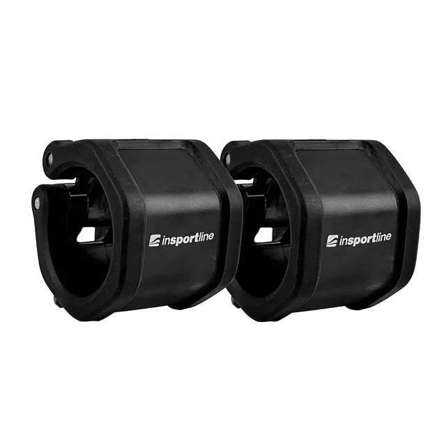 Zaciski olimpijskie na gryf inSPORTline Barcol 50 mm ∙ 2 szt. ∙ nylon/TPR ∙ zatrzask szybkomocujący ∙ antypoślizgowe ∙ czarne ∙ do sztangi