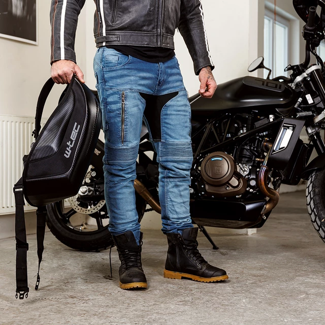 Męskie dżinsy motocyklowe W-TEC Grandus EVO - Niebieski