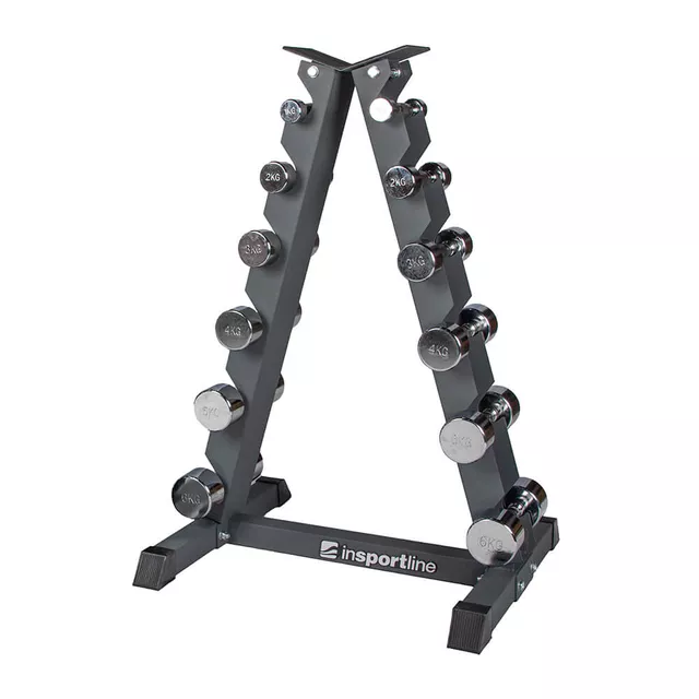 Stojak pionowy na hantle inSPORTline RK2067 ∙ 12 szt. ∙ ładowność 100 kg ∙ stabilna rama metalowa ∙ farba antyścierna