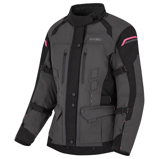 Damska kurtka motocyklowa W-TEC Barbata - czarno-szaro-różowy