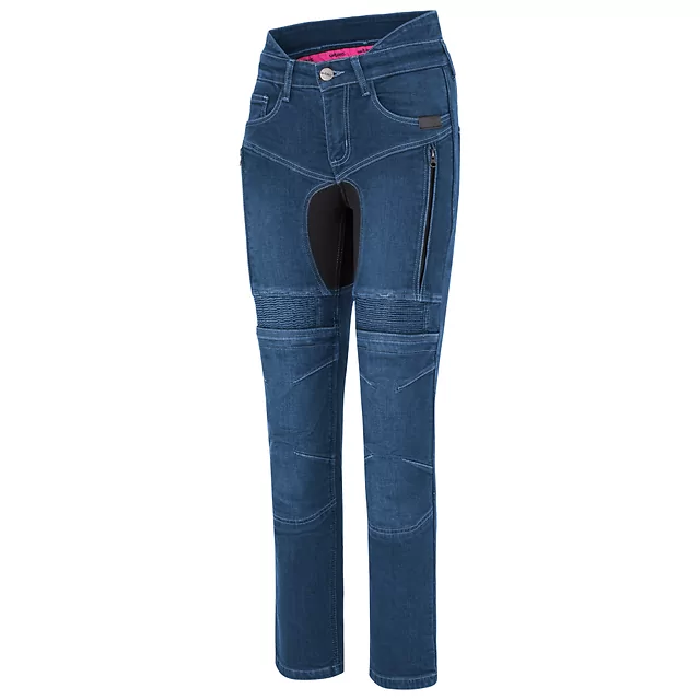 Damskie jeansy motocyklowe W-TEC Biterillo Lady ∙ aramid ∙ ochraniacze ∙ wentylacja ud ∙ wysoki stan ∙ elastyczne panele - Niebieski