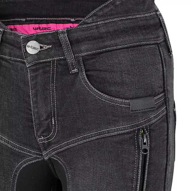 Damskie jeansy motocyklowe W-TEC Biterillo Lady ∙ aramid ∙ ochraniacze ∙ wentylacja ud ∙ wysoki stan ∙ elastyczne panele - Niebieski