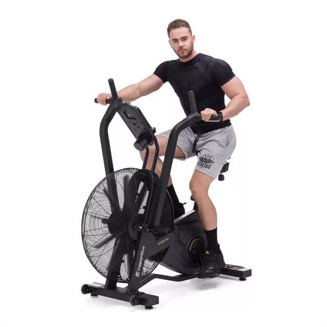 Profesjonalny rower treningowy powietrzny inSPORTline Airbike® Max ∙ nośność 160 kg ∙ regulowane siodełko ∙ 7 programów ∙ wyświetlacz LCD ∙ uchwyt na tablet - Czarny