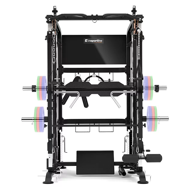 Profesjonalna brama / suwnica Smitha inSPORTline CC700 ∙ 2×100 kg stos ∙ wyciągi, poręcze, akcesoria ∙ solidna konstrukcja - Szary