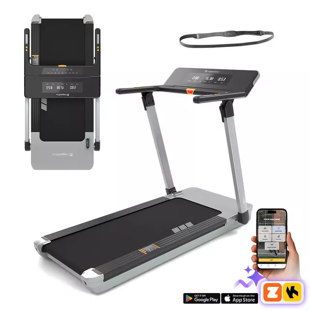 Bieżnia elektryczna składana inSPORTline ZenRun 20 ∙ nośność 120 kg ∙ amortyzacja Shock System ∙ 16 programów treningowych ∙ 18 nachyleń ∙ Bluetooth