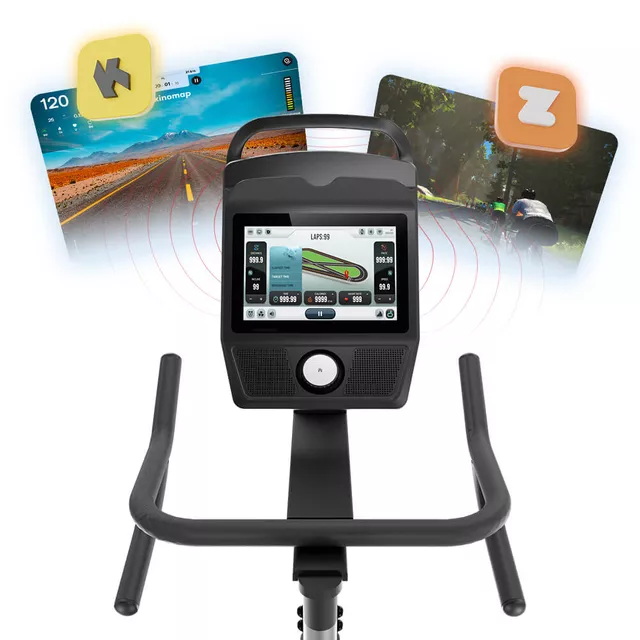 Rower spinningowy inSPORTline ZenRoute 1200 ∙ 22 kg koło zamachowe ∙ nośność 150 kg ∙ 32 poziomy obciążenia ∙ ekran 10,1" z Netflix