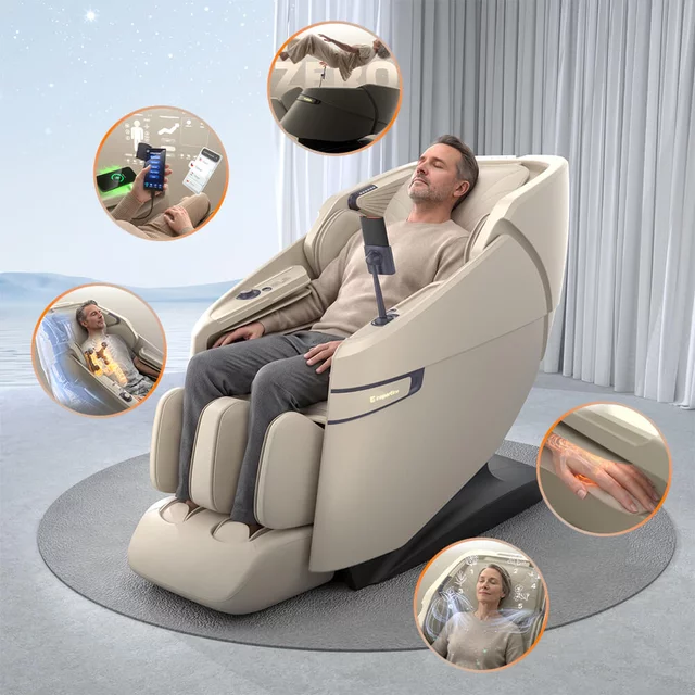 Fotel masujący 4D inSPORTline Salvenza ∙ do masażu ∙ 18 programów ∙ Zero Gravity ∙ 34 poduszki powietrzne ∙ nośność 120 kg - Beżowy