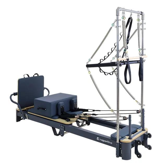 Reformer do pilatesu inSPORTline Comfolder EVO ∙ składany ∙ nośność 150 kg ∙ rama aluminiowa ∙ box w zestawie - Antracyt