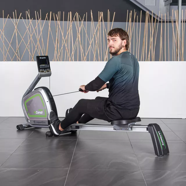 Wioślarz magnetyczny inSPORTline RW60 ∙ składany ∙ program HRC ∙ 16 stopni obciążenia ∙ Bluetooth ∙ aplikacje treningowe - Czarny