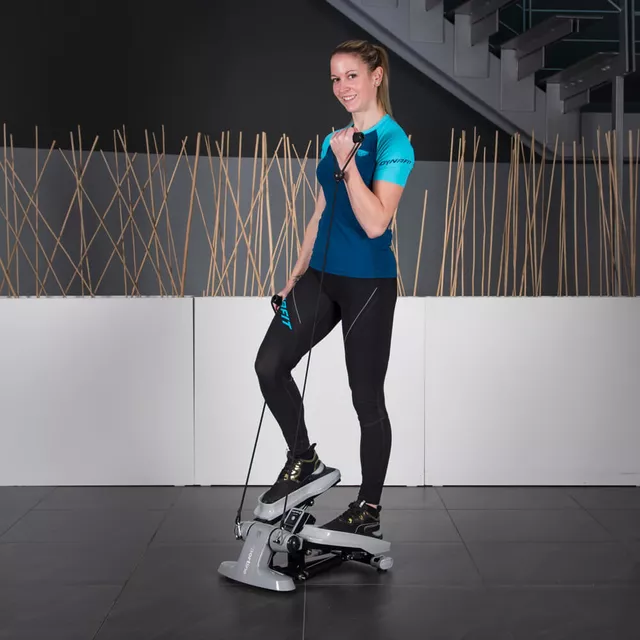Duży stepper z linkami inSPORTline Active ∙ obciążenie hydrauliczne ∙ ekran LCD z krokomierzem ∙ cicha praca ∙ antypoślizgowe stopnie