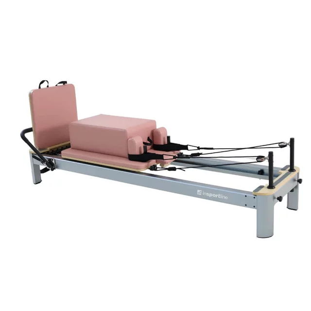 Platforma do odbić do reformera pilates inSPORTline Oquiler ∙ 2 uchwyty ∙ obicie 3 cm ∙ płyta drewniana ∙ łatwa wymiana - Różowy