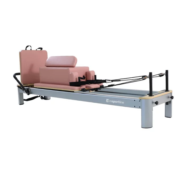 Reformer do pilatesu inSPORTline Oquiler ∙ system sprężynowy ∙ nośność 150 kg ∙ rama aluminiowa ∙ box w zestawie