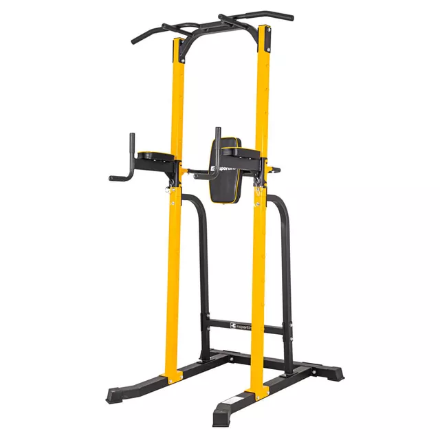 Stacja wielofunkcyjna inSPORTline Power Tower PT250 ∙ drążek + dipy + stojak ∙ udźwig 150 kg ∙ drążek z wieloma uchwytami - Czarno-żółty