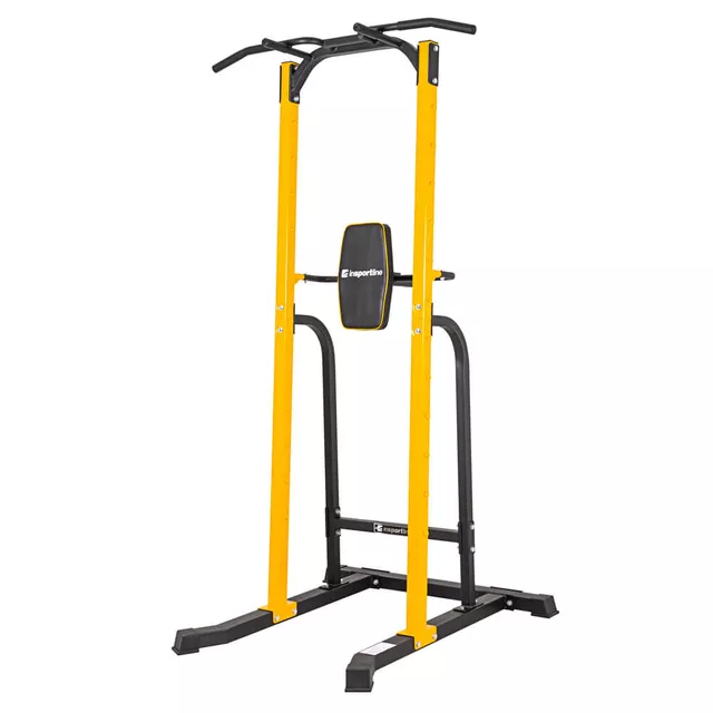 Stacja wielofunkcyjna inSPORTline Power Tower PT250 ∙ drążek + dipy + stojak ∙ udźwig 150 kg ∙ drążek z wieloma uchwytami - Czarno-żółty