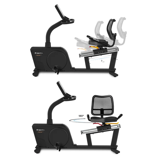Profesjonalny rower poziomy inSPORTline Velocer RMB ∙ wyświetlacz TFT 10,1" ∙ obrotowe siedzisko ∙ bezprzewodowe ładowanie ∙ elektromagnetyczny ∙ aplikacje mobilne