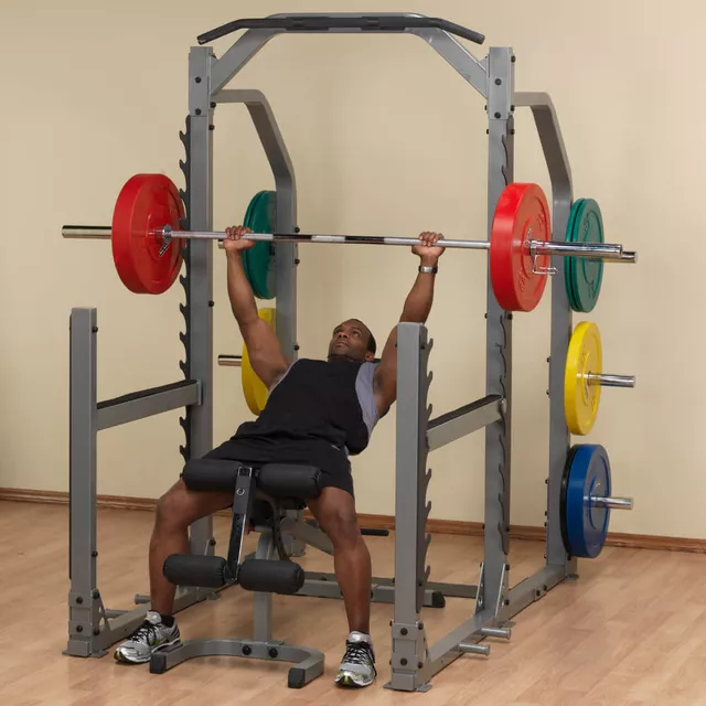 Wielofunkcyjny stojak treningowy pod sztangę Body-Solid SMR1000 ∙ heavy-duty rack ∙ haki bezpieczeństwa ∙ drążek górny
