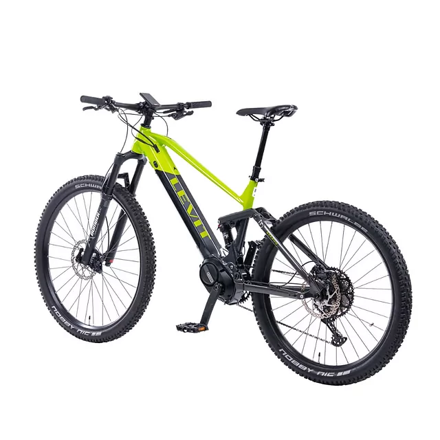 Górski rower elektryczny z pełnym zawieszeniem Levit Svarog BF Overstep 630 29"/27,5" - Lime black pearl