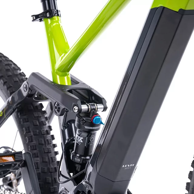 Górski rower elektryczny z pełnym zawieszeniem Levit Svarog BF Overstep 630 29"/27,5" - Lime black pearl