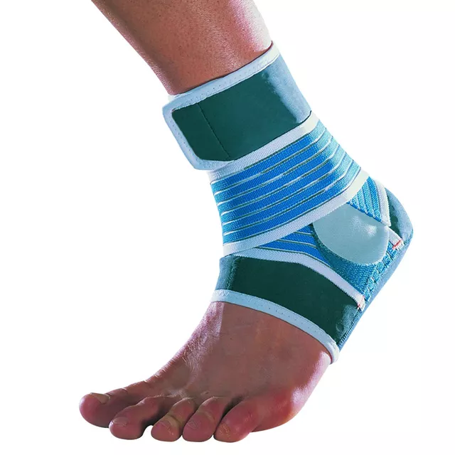 Kompresyjna orteza stawu skokowego Thuasne ∙ Strapping Ankle Support ∙ neopren perforowany ∙ anatomiczna konstrukcja ∙ sportowa stabilizacja - Niebiesko-zielony - Niebiesko-zielony